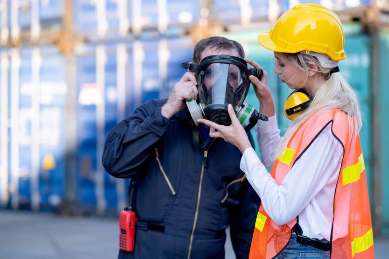 wearing a respirator to avoid Silica dust exposure