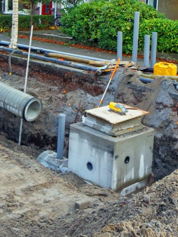 Public works in residential area